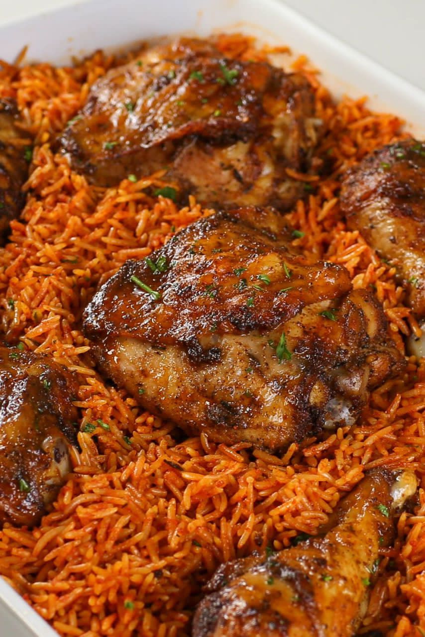 Jollof Special with chicken and fried plantains